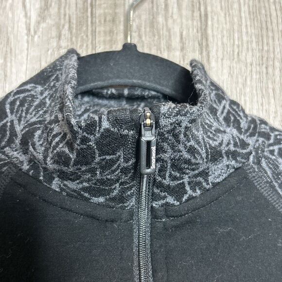 Smartwool Top Merino Wool Black Gray Floral Print 1/4 Zip Mock Neck Size S - Picture 3 of 7